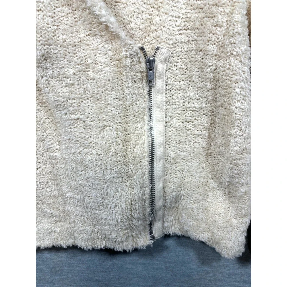 Free People Womens S‎ Sweater Wool Blend Cream Fuzzy Jacket Asymmetrical Zip